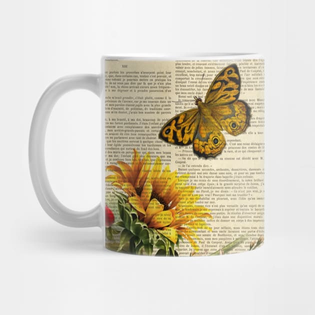 Botanical print - Sunflower and butterfly by redwitchart